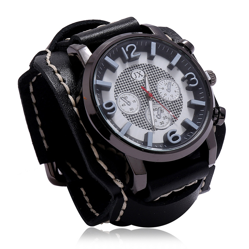 Leather Watch Band Men - Relógio de quartzo eletrônico de couro