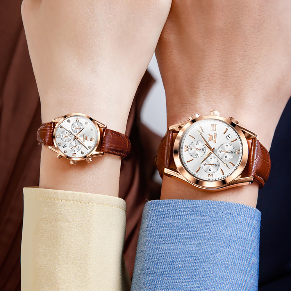 OLEVS-Relógio de casal imperme - Leather Watch Band Men avaliação e preço