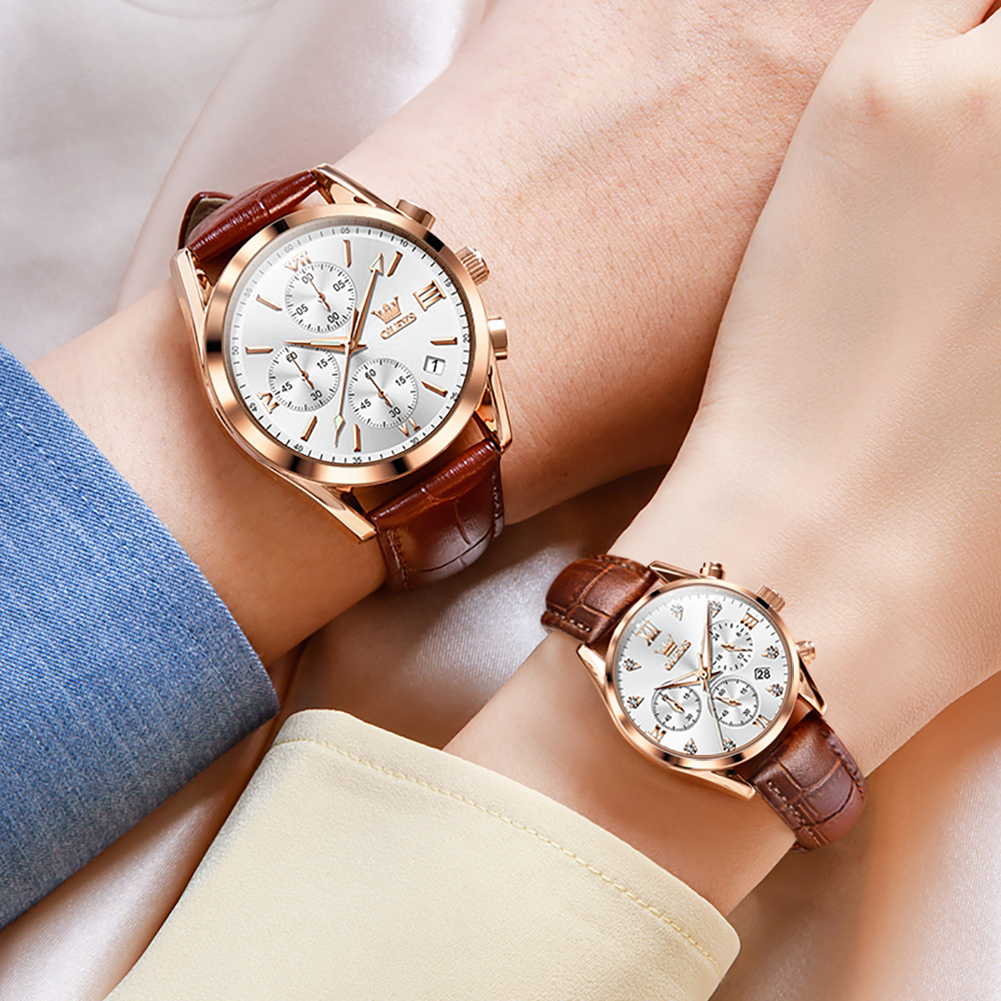 OLEVS-Relógio de casal imperme - Leather Watch Band Men avaliação e preço