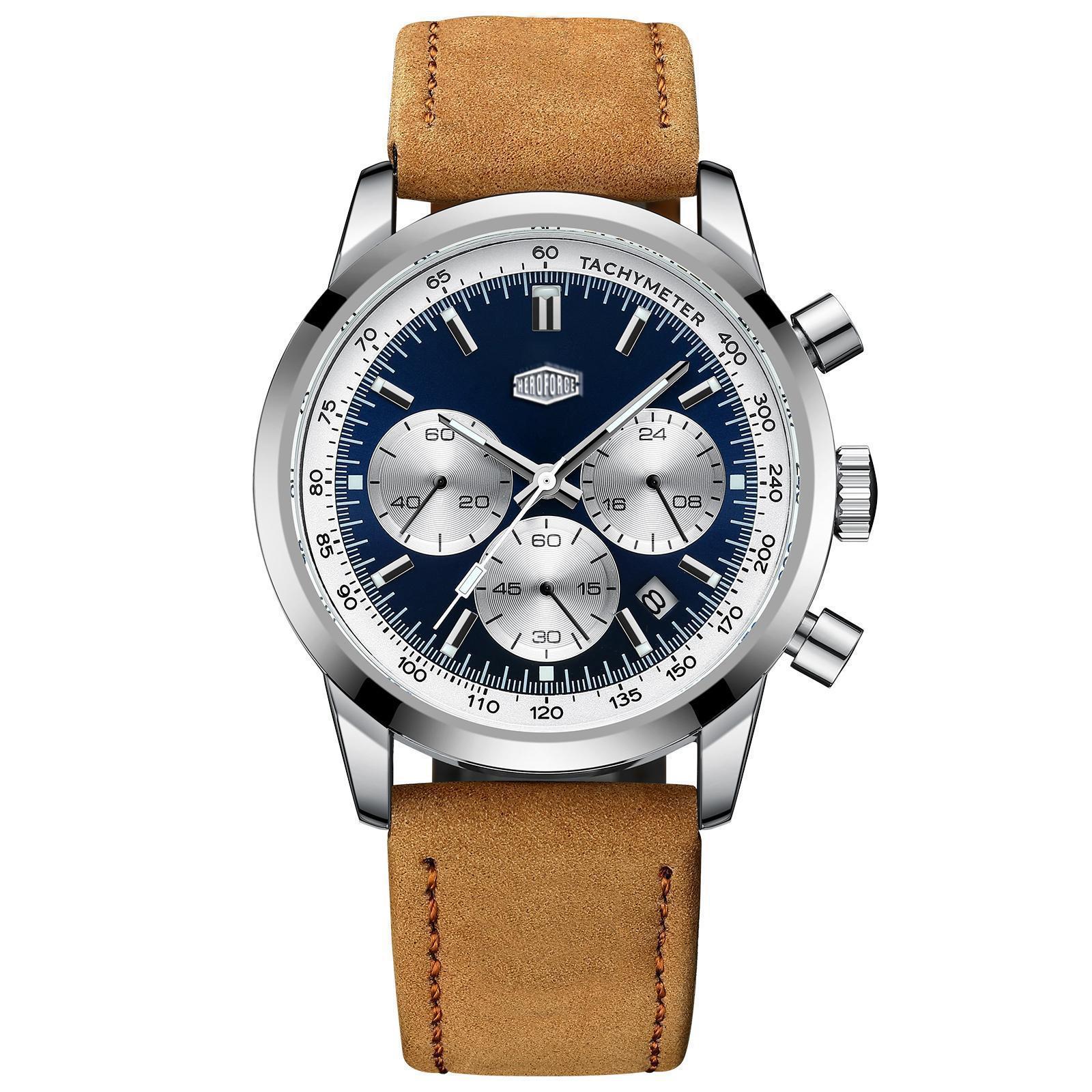 Relógio Cronógrafo Clássico HE - Leather Watch Band Men avaliação e preço
