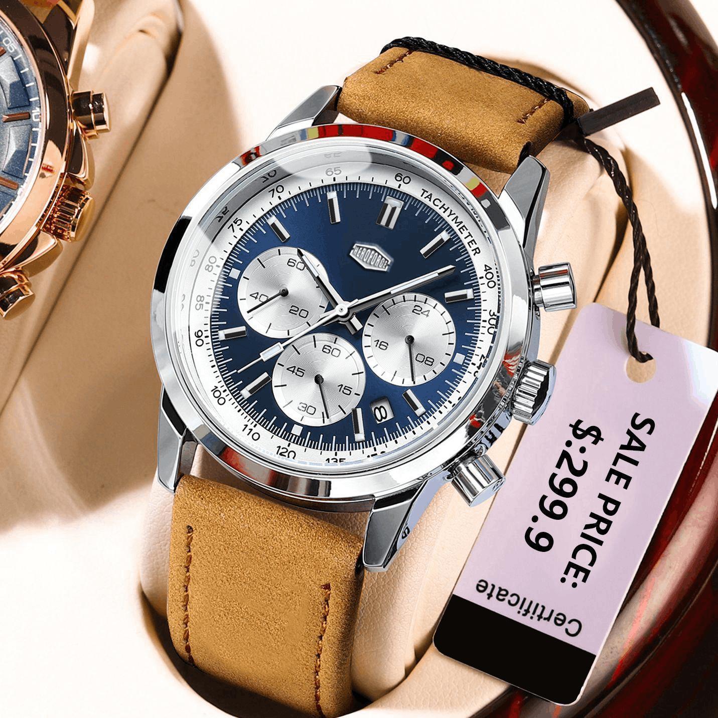 Relógio Cronógrafo Clássico HE - Leather Watch Band Men avaliação e preço