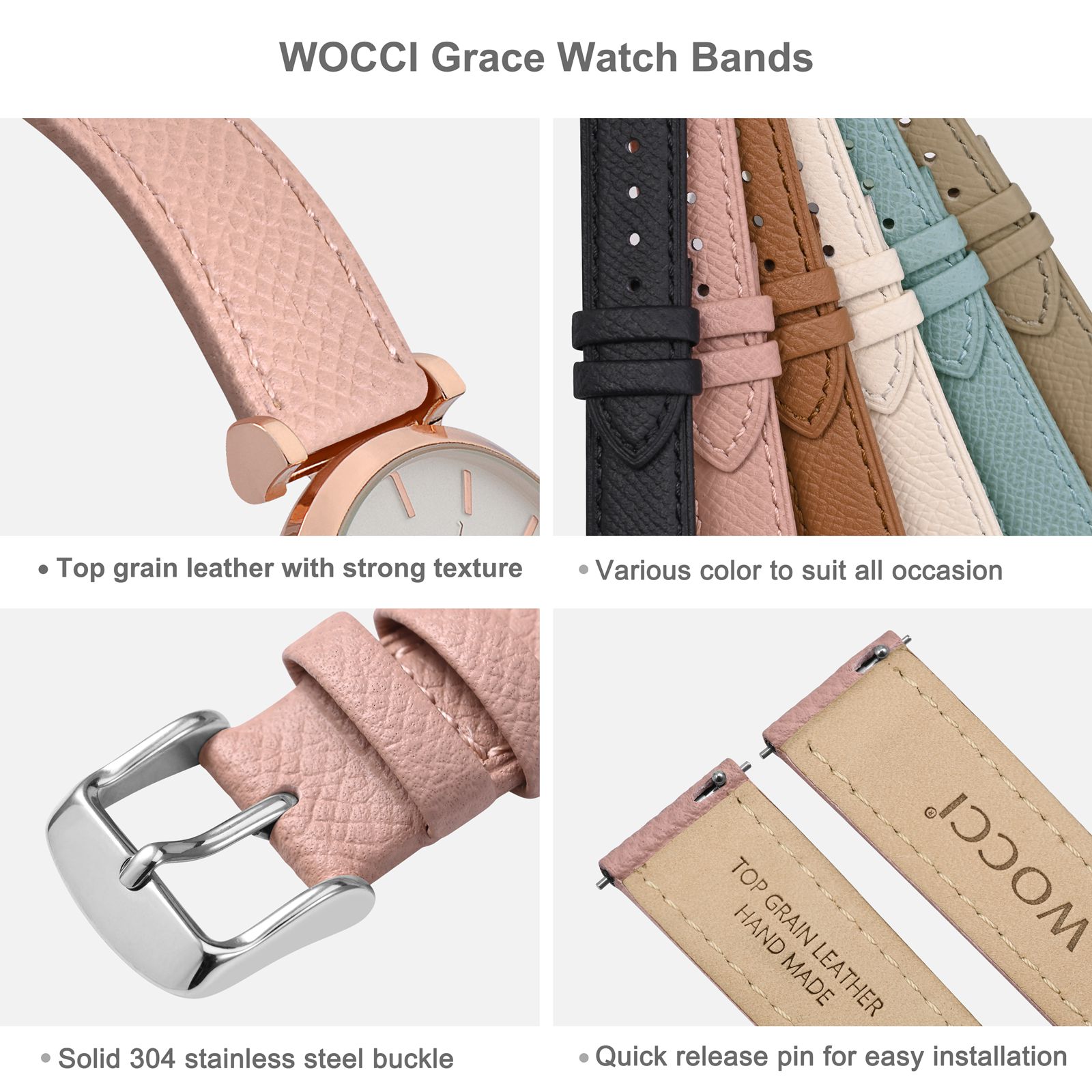 WOCCI Pulseira de relógio de c - Leather Strap Quick Release avaliação e preço