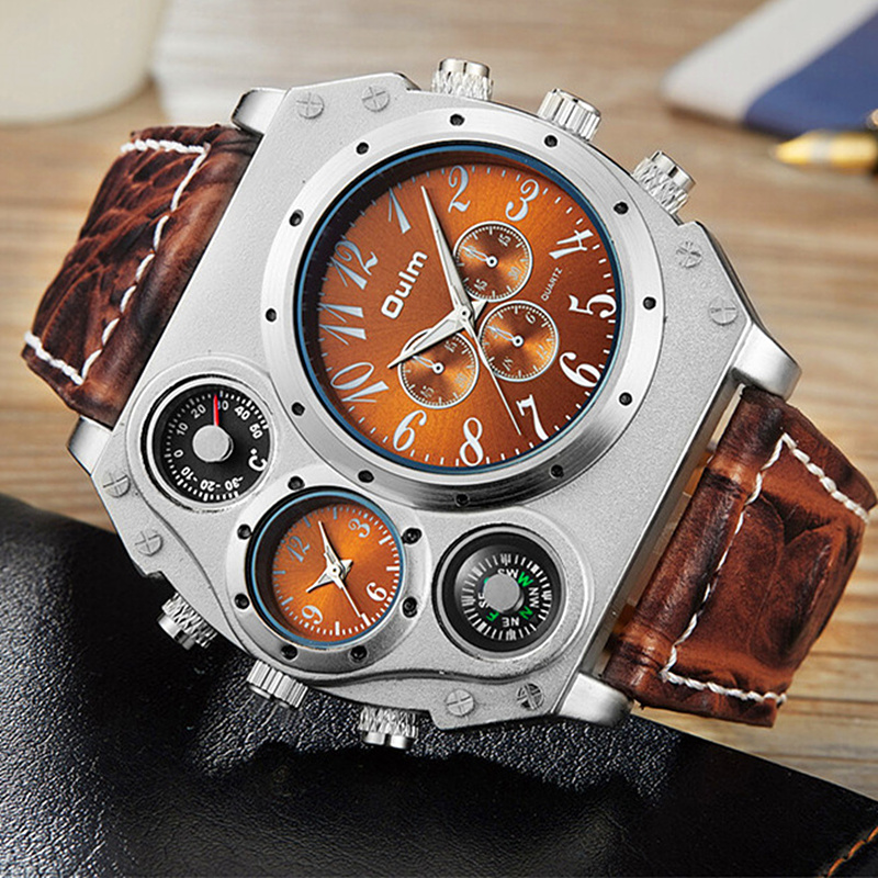 Novo modelo oulm relógio mascu - Leather Watch Band Men avaliação e preço